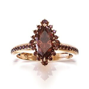 Jzora 925 Marquise Vintage Style Rose Gold Tone Coffee Colored Stones. Size 8.